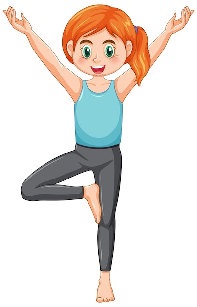 Vector gratuito una chica haciendo un personaje de dibujos animados de yoga.