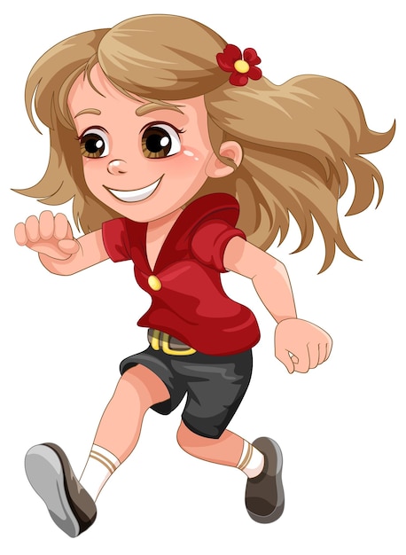 Vector gratuito chica linda corriendo personaje de dibujos animados