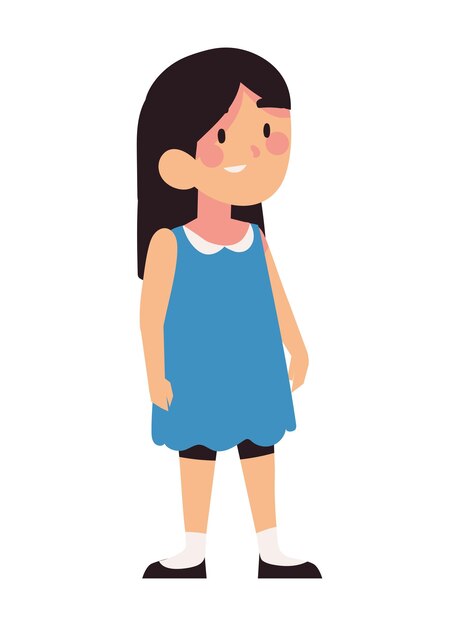 Una chica linda con un vestido azul.