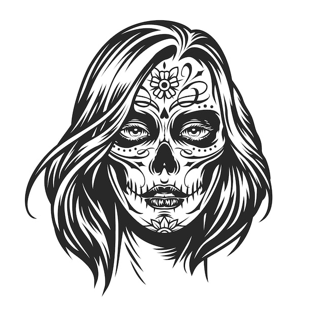 Vector gratuito chica mexicana del día de muertos