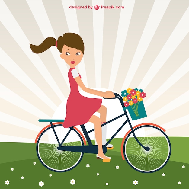 Vector gratuito chica montando en bicicleta en el parque