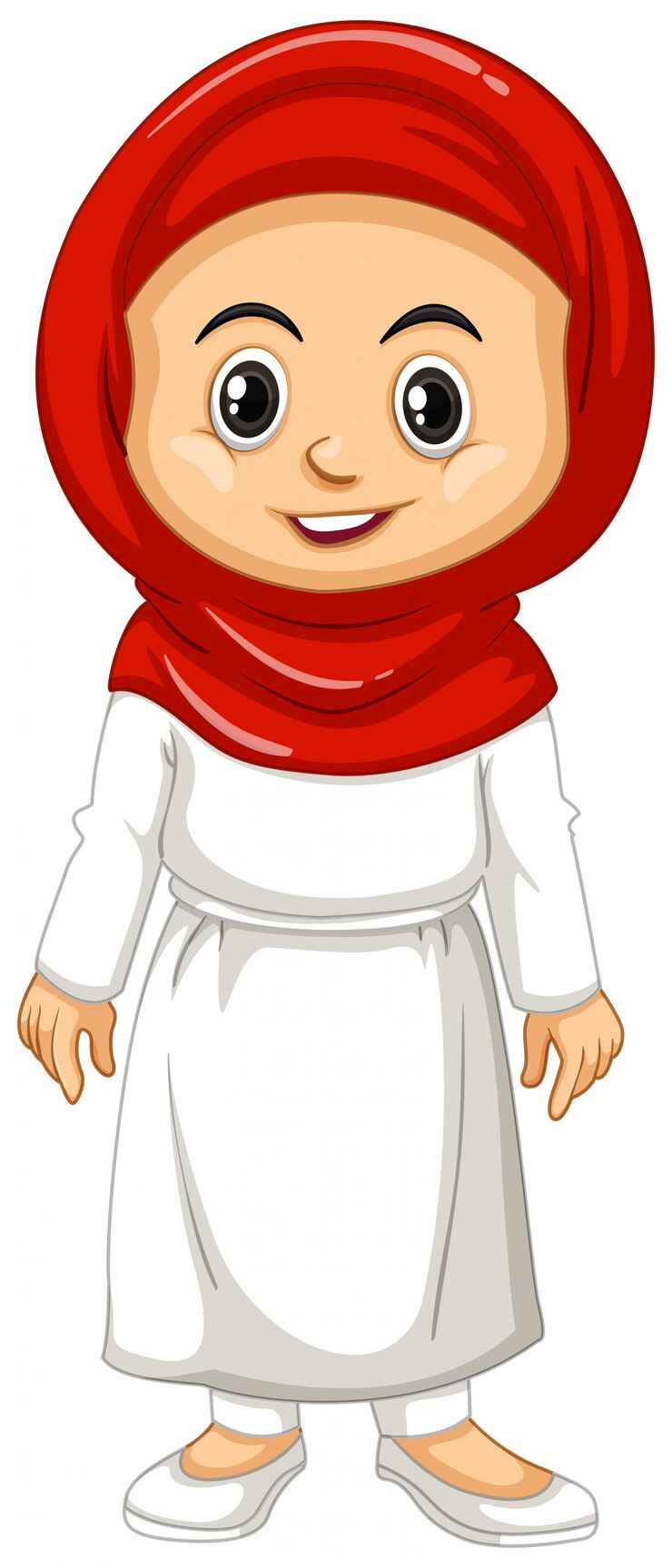 Vector gratuito chica musulmana en ropa roja y blanca