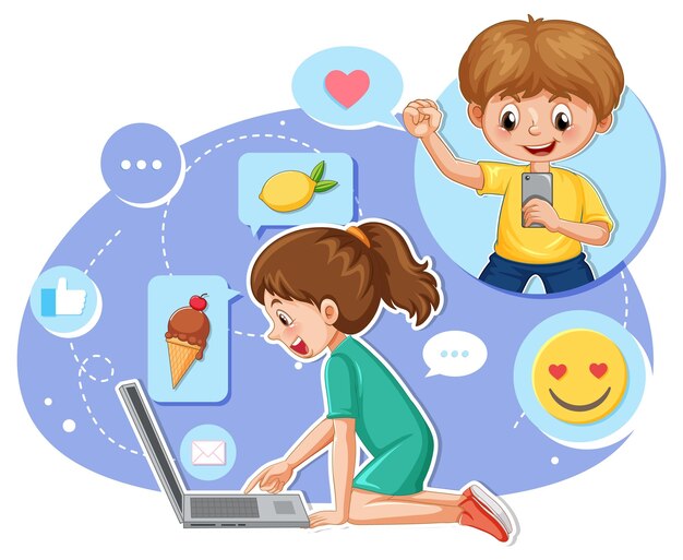 Una chica navegando por las redes sociales en una laptop