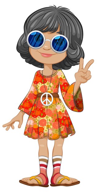 Una chica pacífica en la moda retro hippie