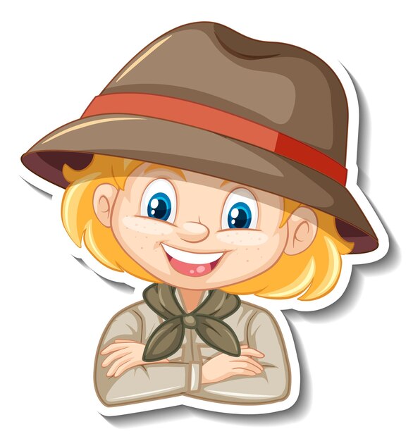 Chica en personaje de dibujos animados de traje de safari