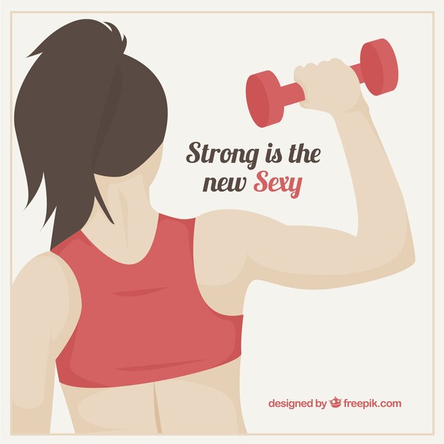 Chica con pesas y mensaje inspirador 