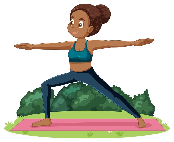 Vector gratuito chica practicando yoga en el jardín