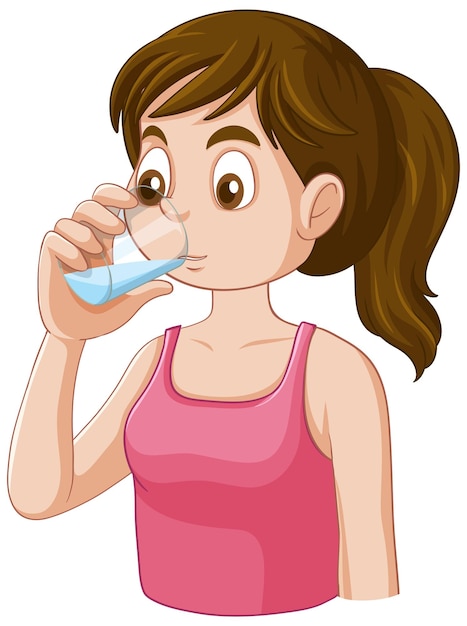 Vector gratuito chica de la pubertad bebiendo agua