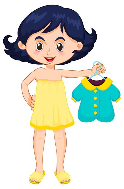 Chica recogiendo vestido sobre fondo blanco.