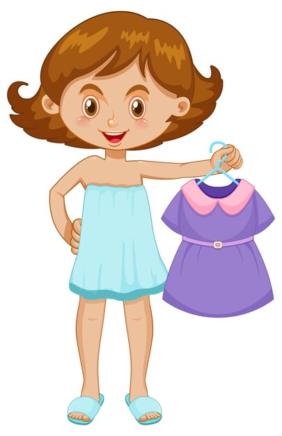 Chica recogiendo vestido sobre fondo blanco.