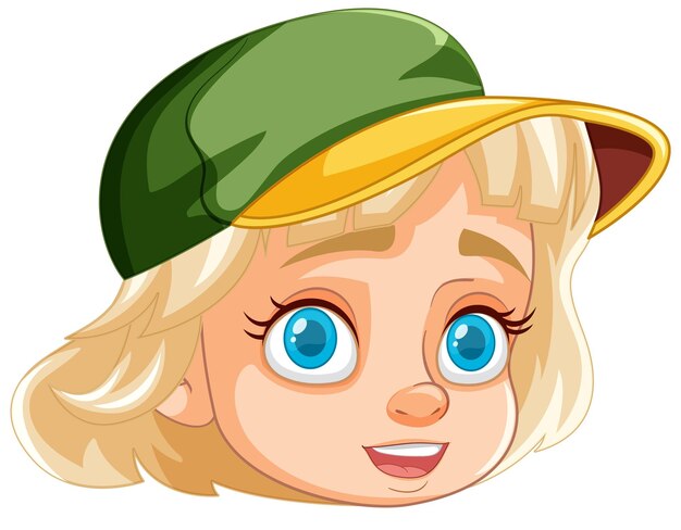 Chica rubia sonriente con una gorra linda