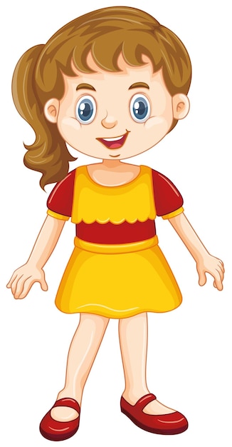 Chica con sonrisa feliz sobre fondo blanco.