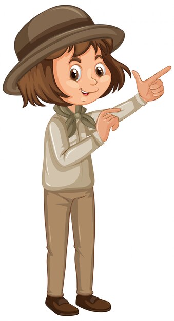 Chica en traje de safari en aislado