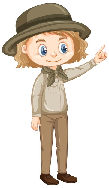 Chica en traje de safari en blanco