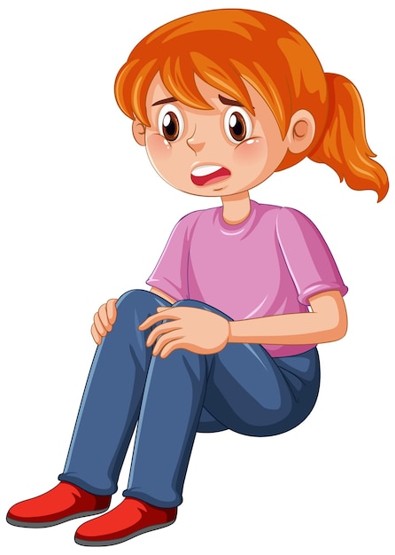 Chica triste llorando personaje de dibujos animados
