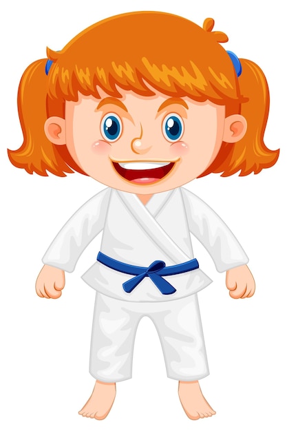 Vector gratuito una chica con uniforme de taekwondo.