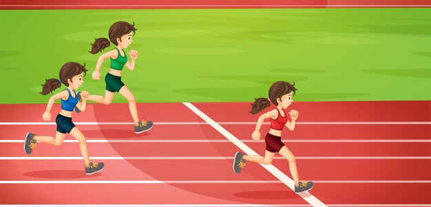 Chicas corriendo en las pistas