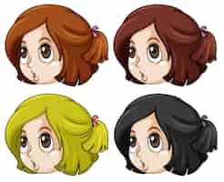 Vector gratuito chicas con diferentes colores de cabello.