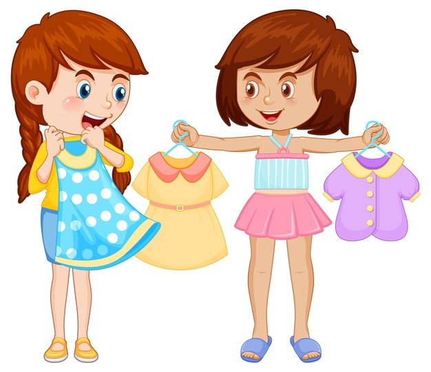 Chicas probándose ropa nueva