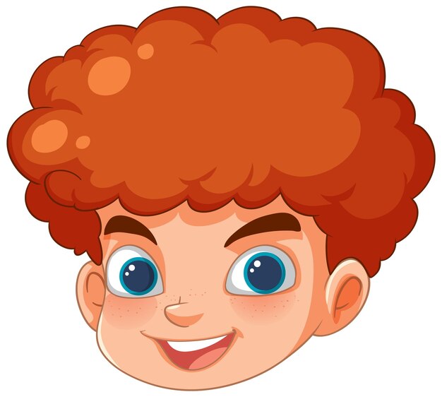 Chico alegre con el cabello rojo rizado