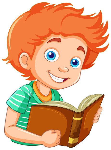 Chico alegre con un libro