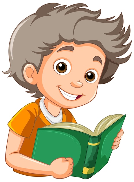 Chico alegre con un libro