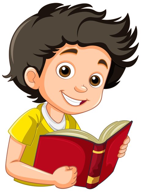 Chico alegre con un libro