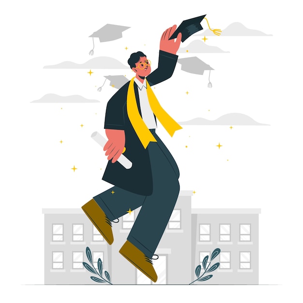 Vector gratuito chico en la ilustración del concepto de graduación