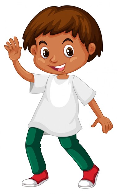 Chico lindo en camisa blanca y pantalón verde