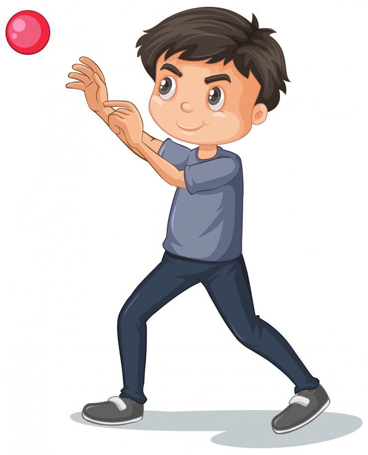 Vector gratuito chico lindo jugando a la pelota en blanco