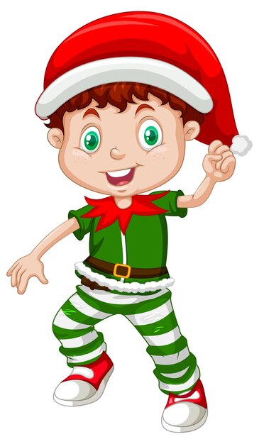 Chico lindo con personaje de dibujos animados de disfraces de Navidad