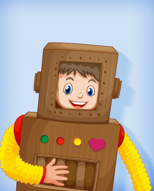 Chico lindo vistiendo traje de robot