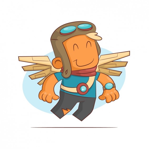 Vector gratuito chico volando con alas en la espalda