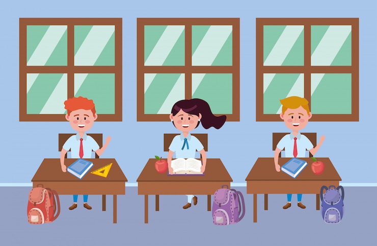 Vector gratuito chicos y chicas niños de la escuela.