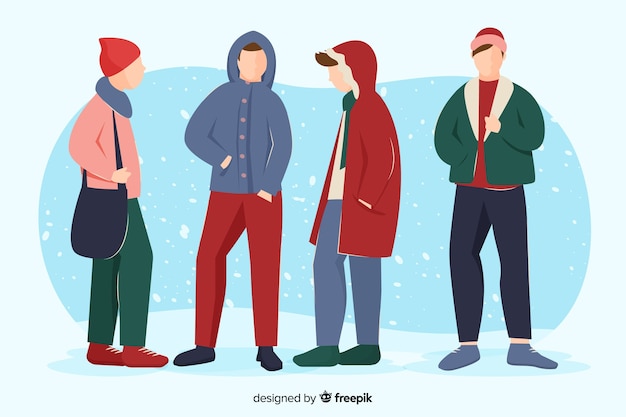 Chicos jóvenes con ropa de invierno