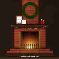 Vector gratuito chimenea con decoración navideña