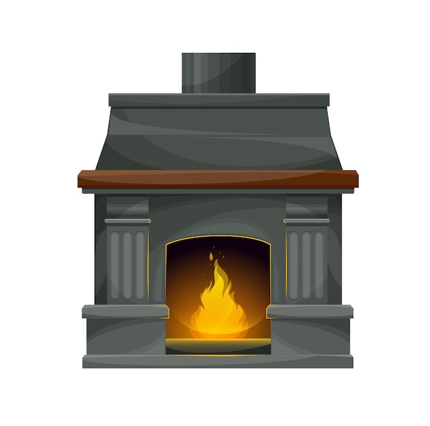 Calefacción hogar chimenea de mármol con leña en el interior | Vector