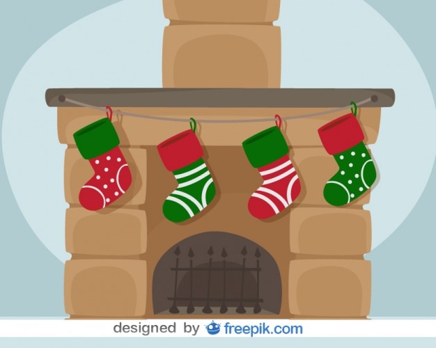Chimenea de Navidad ilustración vectorial de tarjeta