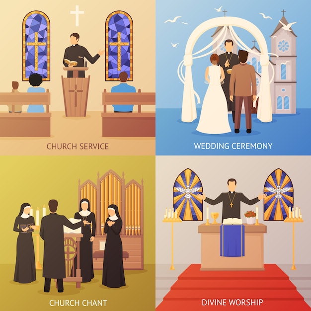 Vector gratuito church 2x2 design concept