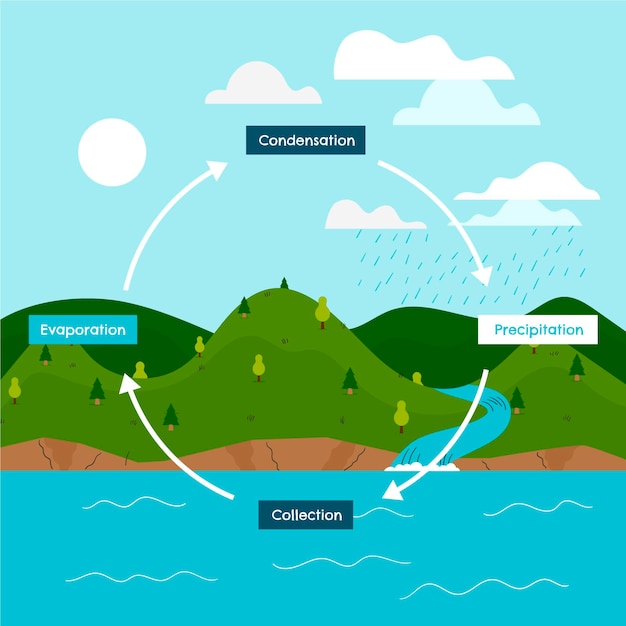 Vector gratuito ciclo del agua dibujado a mano