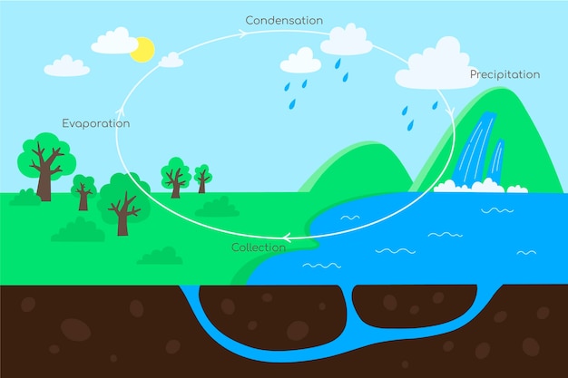 Vector gratuito ciclo del agua dibujado a mano