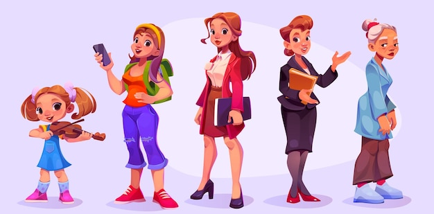 Vector gratuito ciclo de vida de la mujer a la abuela