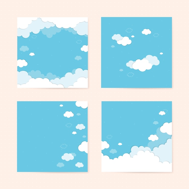 Cielo azul con nubes patrón fondo conjunto de vectores