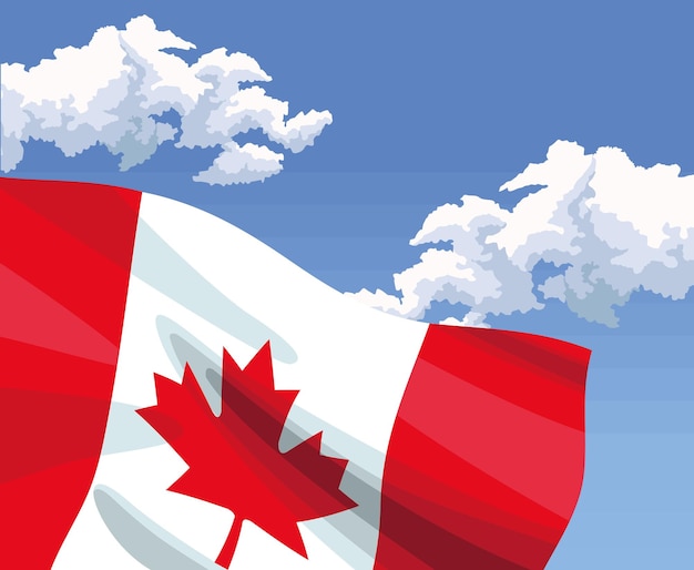 Cielo y bandera canadiense