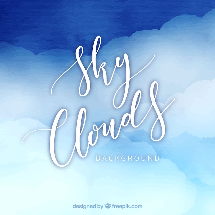 Vector gratuito cielo con nubes de fondo en acuarela