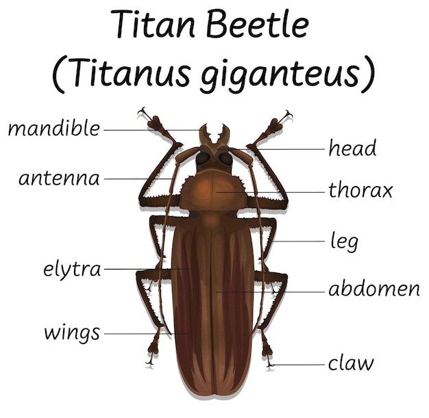 Ciencia anatomía del escarabajo titán