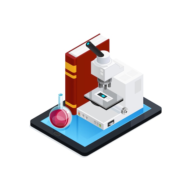 Ciencia en línea composición isométrica
