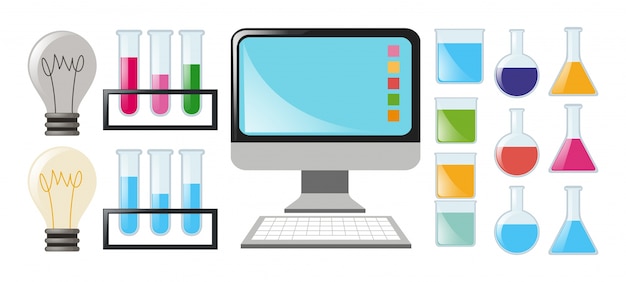 Ciencia puesta con los vasos y la computadora