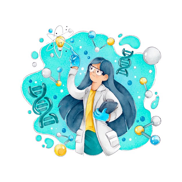 Científica con cabello largo y gafas