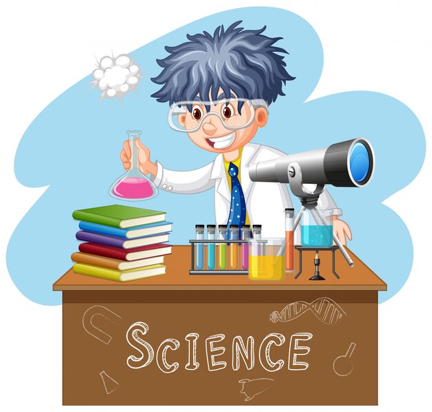 Científico haciendo experimento en laboratorio de ciencias